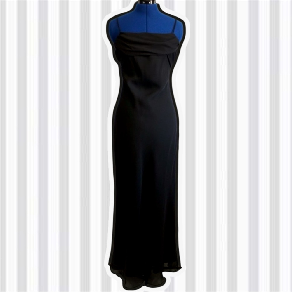 Betsy & Adam Elegant Black Strapless Gown
